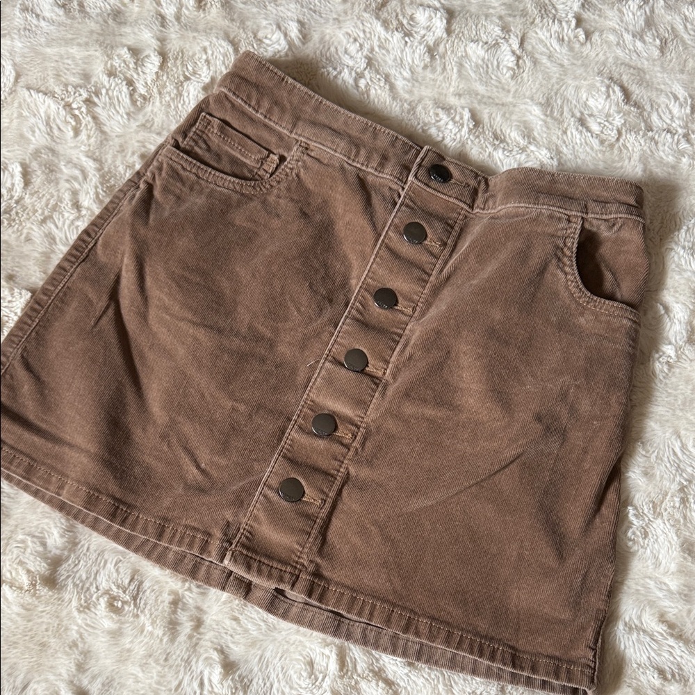 Express Brown Mini Skirt with Buttons